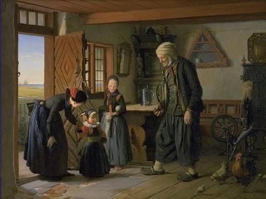 Julius Exner Visiting grandfather Sweden oil painting art